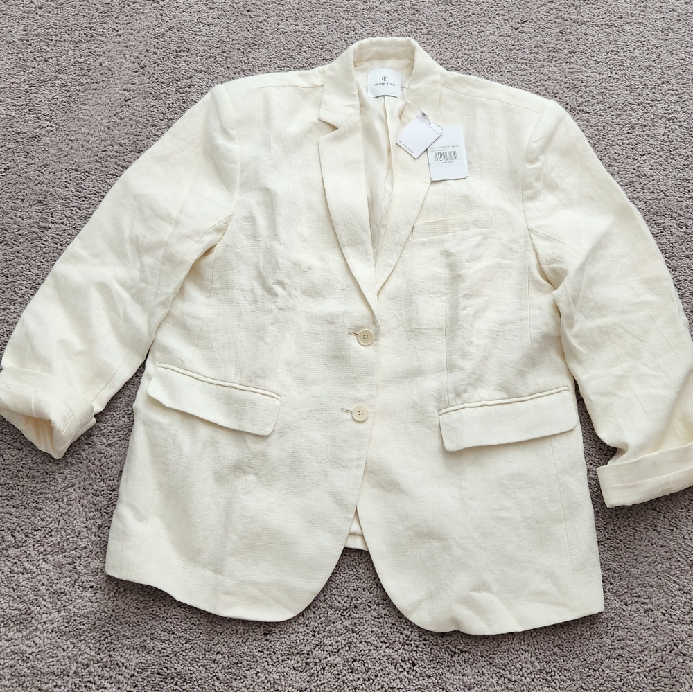 Anine Bing Quinn Linen Blazer Sz XL